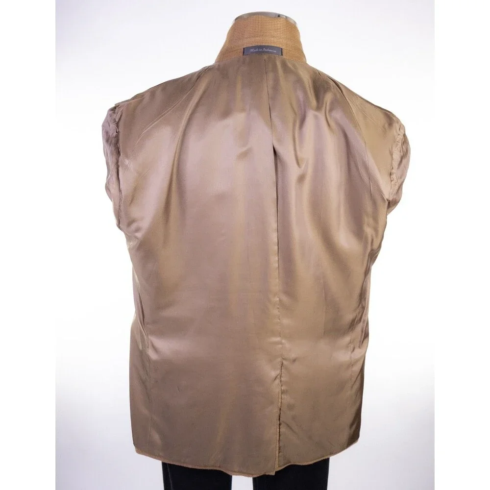 Chaps Blazer Sport Coat Sz 40S Camel Beige Tan Poly Blend Two Button Jacket